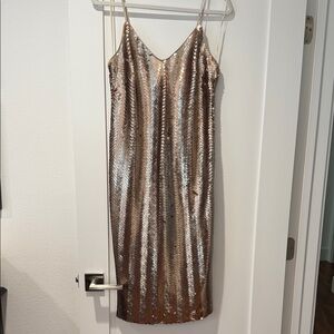 J.Crew Herringbone Slip Dress Gold/Bronze Sequins GUC